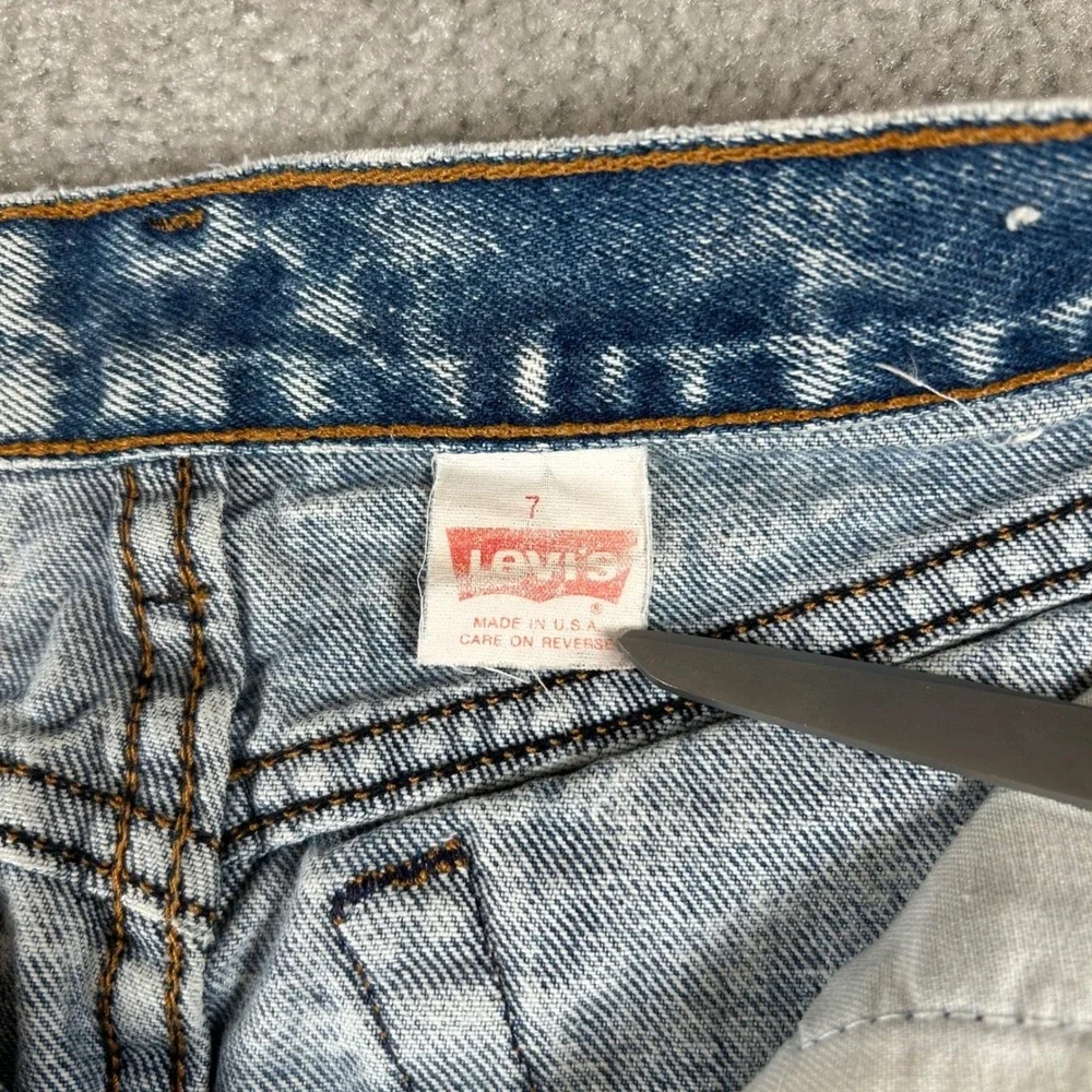 Vintage 80s 97505 Levi's Denim Skirt Womens 7 Blue Acid Wash High Waist USA Rare